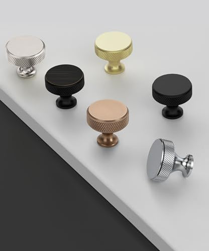 10 Pack Polished Chrome Knurled Cabinet Knobs Round Drawer Pulls - color: Polished Chrome