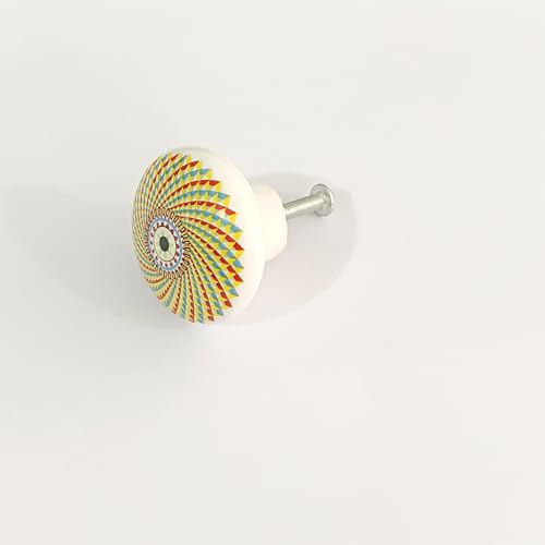 HUAMULAN Ceramic Knobs Boho Cabinet Pulls Drawer Door Handles 15 Pack - color: Yellow Geometric