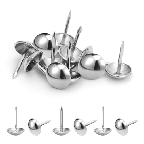 7/16 inch Diameter Upholstery Tacks, Nailhead Decorative Trim for Furniture, Silver, 100 PCS - color: Silver