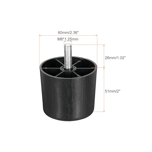 uxcell 6 Pcs M8 x 2 x 2.4 Inch Furniture Legs, Plastic Sofa Couch Legs Tapered Replacement Legs Tapered Feet for Chair Sofa Dresser Cabinets Bed, Black - size: M8 x 2 x 2.4 Inch