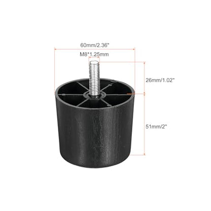 uxcell 6 Pcs M8 x 2 x 2.4 Inch Furniture Legs, Plastic Sofa Couch Legs Tapered Replacement Legs Tapered Feet for Chair Sofa Dresser Cabinets Bed, Black - size: M8 x 2 x 2.4 Inch