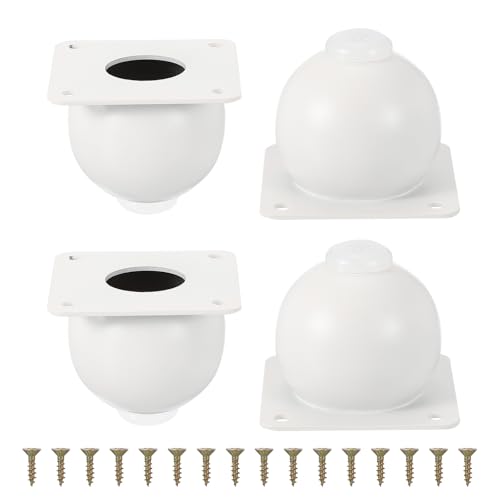 uxcell Legs for Furniture Set of 4, Heavy Duty Metal Sphere Furniture Feet with Rubber Pads for Dresser, Sofa, Tables, Bed and Cabinet(2.36", White) - color: White, size: 2.36"