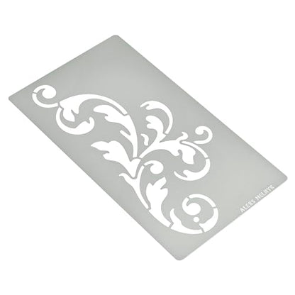 Aleks Melnyk No.349 Metal Stencil, Swirls, Ornaments, Flowers Vine, Patterns, Border, Small Stencil, 1 PCS, Template for Wood Burning, Engraving, Crafting, Scrapbook, Art, Ornate