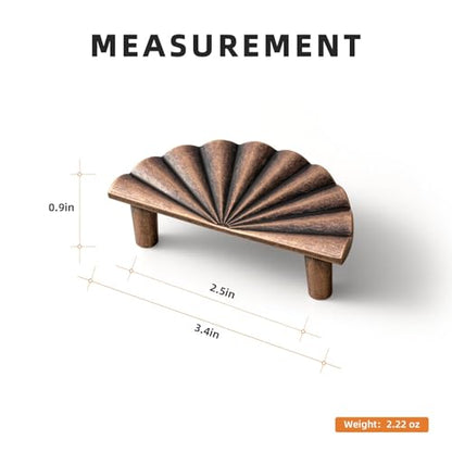 Goo-Ki 2.5''Hole Centers Antique Copper Cabinet Pulls, Retro Accessible Luxury Zinc Alloy Drawer Pulls with Fan-Shaped,6 Pack - color: Antique Copper, size: 2.5'' Hole Centers Fan-Shaped Pull