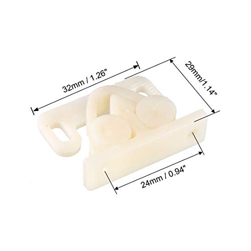 uxcell Furniture Cabinet Closet Door Double Roller Catch ABS Beige 5Pcs