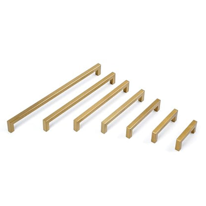 30 Pack Champagne Cabinet Pulls Square Drawer Handles Cupboard Handles Modern Stainless Steel Kitchen Cabinet Handles 8 Inch Caninet Hardware - color: Champagne, size: 8 inch hole center (203mm)