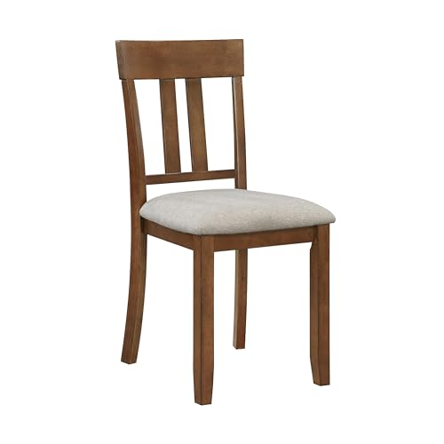 7-Piece Dining Room Set with 6 Upholstered Chairs, Cherry - color: Cherry