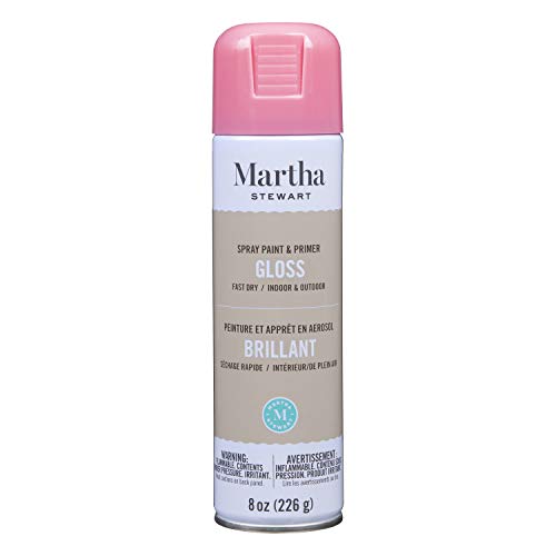 MARTHA STEWART Paint & Primer 8oz Spray Paint, Gloss Camellia Pink (42882) - color: Gloss Camellia Pink