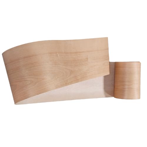 Cherry Wood Veneer Sheet,Flat Cut,8.5''x 98'',Iron On Stick Veneer Roll Without Paper,Pre-glued Hot Melt Self Adhesive Cherry Tape for Cabinet Furniture Plywood Laminate Speaker Renovation - color: Cherry