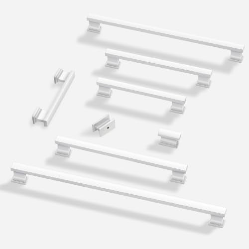 Lardmon 10 Pack 3.75 Inch(96mm) Hole Center Matte White Kitchen Cabinet Handles Modern Cabinet Pulls Kitchen Cabinet Hardware Solid Drawer Pulls Handles for Dresser, Total Length 4.72 Inch - color: Matte White, size: 3.75 Inch Hole Center