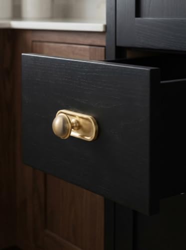 6Pack Champagne Bronze Cabinet Knobs with Backplate Drawer knobs - color: Champagne Bronze, style: Recessed Edge