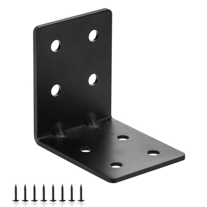 4 PCS Heavy Duty Steel Corner Brackets, 4"x4"x3" 90 Degree L Right Angle Bracket, DIY L Shelf Brackets, Metal Joint Timber Connector Support for Wood Shelves, Furniture - size: 4x4x3in