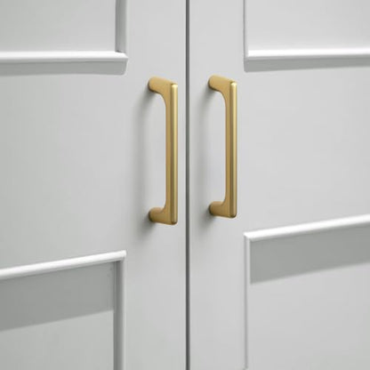 Goo-Ki Brushed Brass Cabinet Pulls with 3.8'' Hole Centers, Modern Style Zinc Alloy Cabinet Handles for Dresser,Wardrobe,Cupboard- 6 Pack - color: Brushed Brass, size: 3.8'' Hole Centers