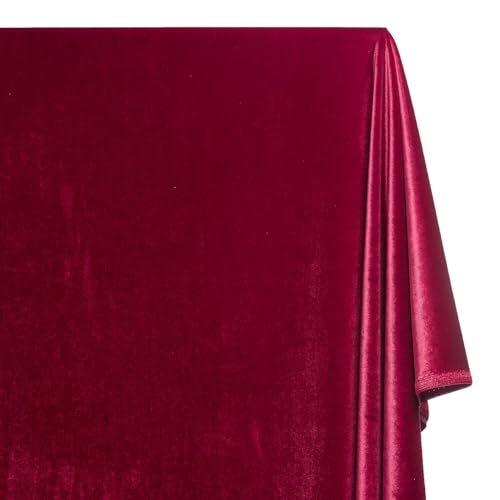 Stretch Velvet Fabric 60 Inch Polyester Spandex By The Yard for Sewing Apparel & Upholstery - Burgundy (10 Yards) - color: Burgundy, size: 10 Yards