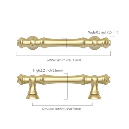 Asidrama 10 Pack 3 Inch(76mm) Brushed Gold Kitchen Cabinet Handles, Cabinet Pulls Kitchen Cabinet Hardware for Cupboard Drawer Pulls - color: Brushed Gold, size: 3" Hole Center, style: 10 Pack