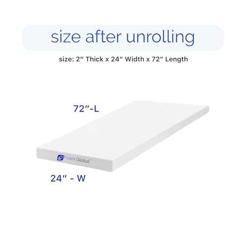 High Density Upholstery Foam, 2"x24"x72" - size: 2"x24"x72"