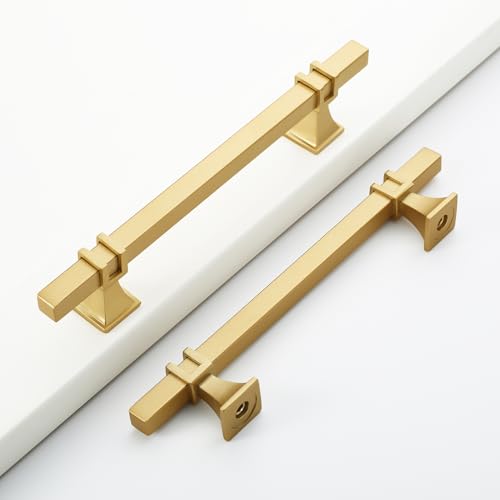 Brushed Brass Cabinet Handles Kitchen Pulls 5 Inch 10 Pack - color: Matte Gold, size: 5 Inch(128mm) Hole Center, style: 10 Pack Pull