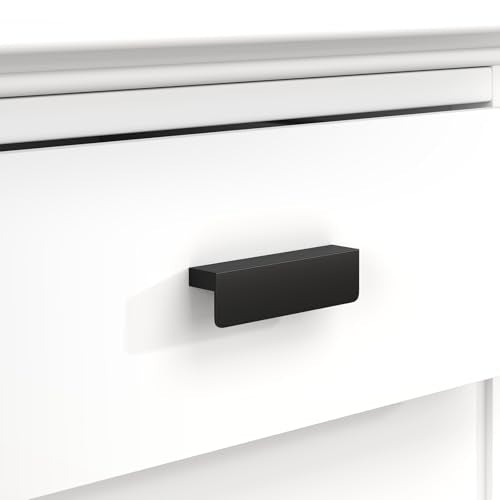 Peaha 10 Pack 3 Inch Black Cabinet Handles Finger Edge Pulls for Cabinets - color: Black, size: 3" Hole Center