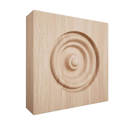 3 1/2" W x 3 1/2" H x 7/8" P Americraft Solid Hardwood Stain Grade Bullseye Rosette with Squared Edge, Red Oak - color: Red Oak, size: 3.5-in. W x 3.5-in. H