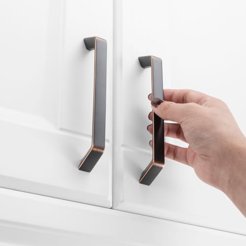KOOFIZO 10 Pack 5 Inch Oil Rubbed Bronze Cabinet Pulls Rubbed Bronze Cabinet Handles Hardware for Kitchen Cabinets Drawers P21 Bedroom Dresser Bathroom Vanity Cupboard - color: Oil Rubbed Bronze, size: 5" CC - 10Pcs