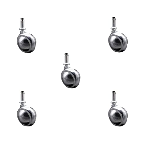 2 Inch Swivel Metal Ball Caster Wheels for Furniture - Bright Chrome Finish Stem Casters with 7/16 Inch by 7/8 Inch Grip Ring Stem - 375lbs. Total Capacity - Set of 5 - Service Caster Brand - color: 7/16" x 7/8"Grip Ring Stem - Set of 5, size: 2" Metal Tr