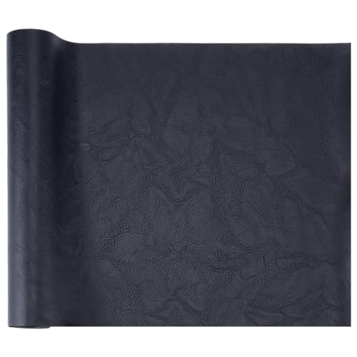 53.15 x 11.83 Inch Waterproof Distressed Vegan Leather Fabric Sheet Synthetic Soft Faux Leatherette Sheet Smooth Upholstery PU Leather Roll for DIY Crafts Upholstery Furniture(Black) - color: Black