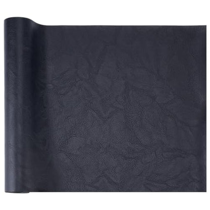 53.15 x 11.83 Inch Waterproof Distressed Vegan Leather Fabric Sheet Synthetic Soft Faux Leatherette Sheet Smooth Upholstery PU Leather Roll for DIY Crafts Upholstery Furniture(Black) - color: Black
