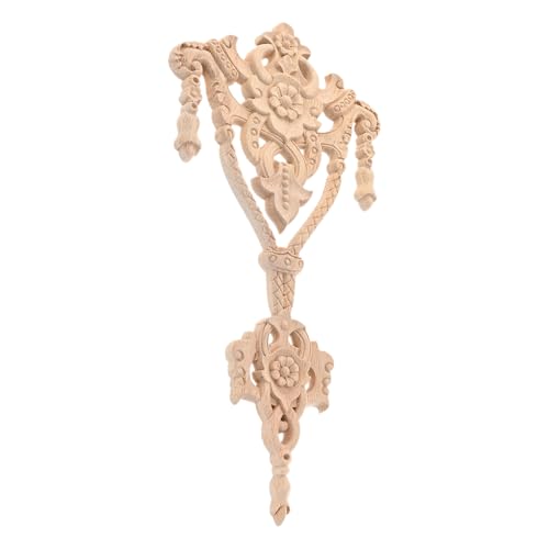 1Pc Wood Carved Onlays Center Wooden Appliques Furniture DIY 11.81" x5.91 - size: 30x15cm/11.81"x5.91"