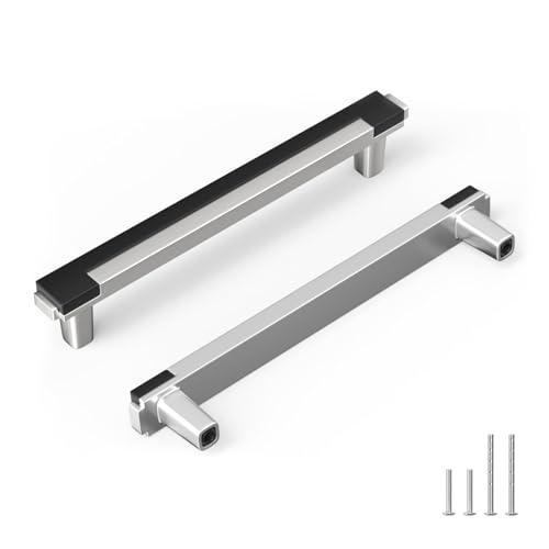 Rergy 25 Pack 5 Inch Black and Brushed Nickel Cabinet Pulls Sliver Pulls - color: Black&Brushed Nickel, size: 5 Inch Hole Center