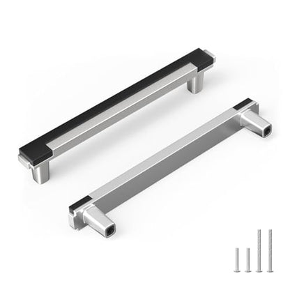Rergy 25 Pack 5 Inch Black and Brushed Nickel Cabinet Pulls Sliver Pulls - color: Black&Brushed Nickel, size: 5 Inch Hole Center