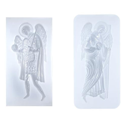 Art Molds for Polyclay Air Dry Clay Plaster, 2 Carved Archangel Symbols - color: Archangel