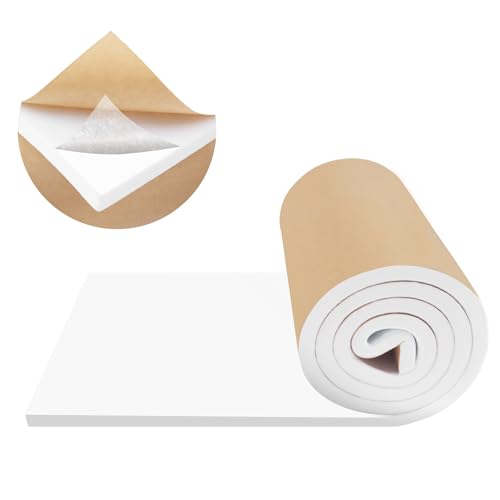 FONUNO Neoprene Foam Padding with Adhesive Closed Cell Foam, White - color: White, size: 12" Wide x 59" Long x 1/2" Thick
