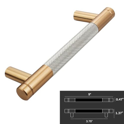12 Pack 3 3/4 Inch 96 mm Bronze and Nickel Knurled Cabinet Handles Cabinet Pulls Aluminum Handles Drawer Pulls Oxidation Finish with Diamond Pattern 5" Length (3.75" Hole Center) - color: PBronze and Nickel, size: 3 3/4 Inch