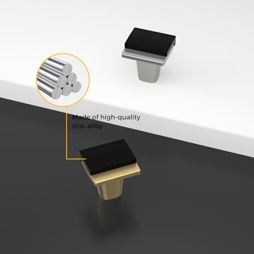 Rergy 10 Pack Black and Gold Cabinet Handles Gold Drawer Knobs - color: Black&Gold, size: Single Hole Center