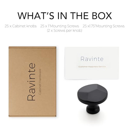 Ravinte Matte Black Round Cabinet Hardware Knobs,Zinc Knobs,25 Pack - color: Matte Black