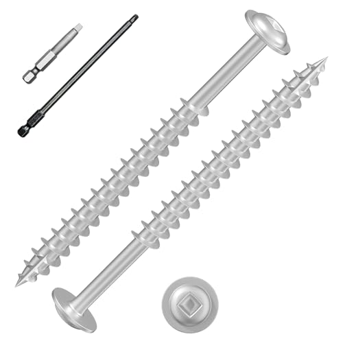 Wensilon Pocket Hole Screws, #8 x 2-1/2", Square Drive, White, 1lbs 70pcs - color: Silver, size: 8*2-1/2"