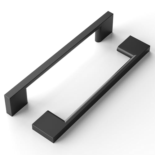 9BUILD 10 Pack Matte Black Cabinet Pulls 5 Inch Black Kitchen Cabinet Handles, Cabinet Hardware for Cupboard Drawer Pulls - color: Matte Black, size: 5"/128MM Hole Center, style: 10 Pack