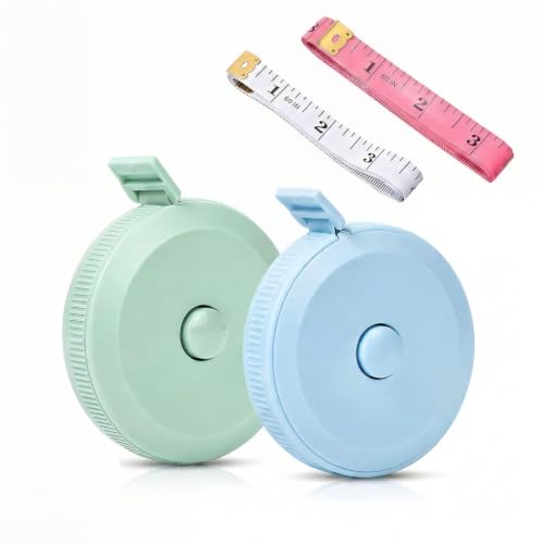 Soft Measuring Tape 4 Pack, Body Tape Measure 60 Inch, Retractable Set - color: Macaron Green+Macaron Blue+White+Pink
