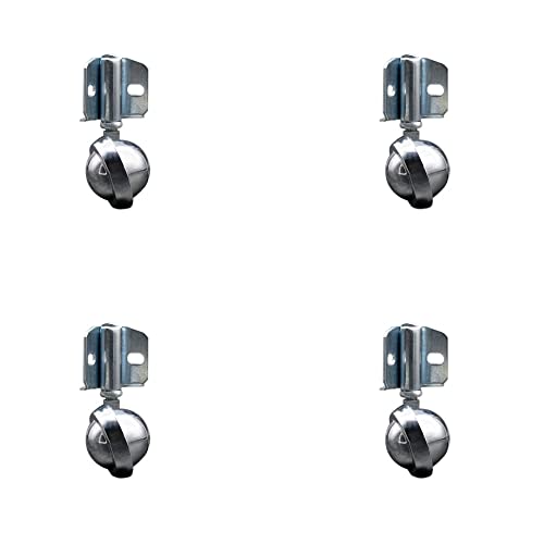 2 Inch Swivel Metal Ball Caster Wheels for Furniture - Bright Chrome Finish Stem Casters with Corner Mount Bracket - 300lbs. Total Capacity - Set of 4 - Service Caster Brand - color: Corner Mounting Bracket - Set of 4, size: 2" Metal Tread - Bright Chrome
