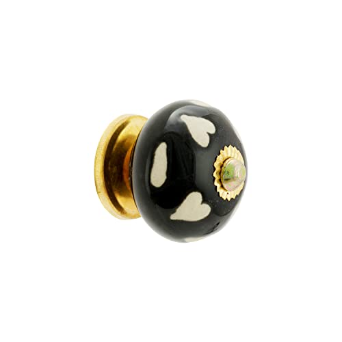 Dresser Knobs - Countryside Handmade Ceramic Drawer Handle Kitchen Cabinets Cupboard Wardrobe Pulls Farmhouse Boho Furniture Hardware - Black Heart - Pack of 4 - color: Black Heart