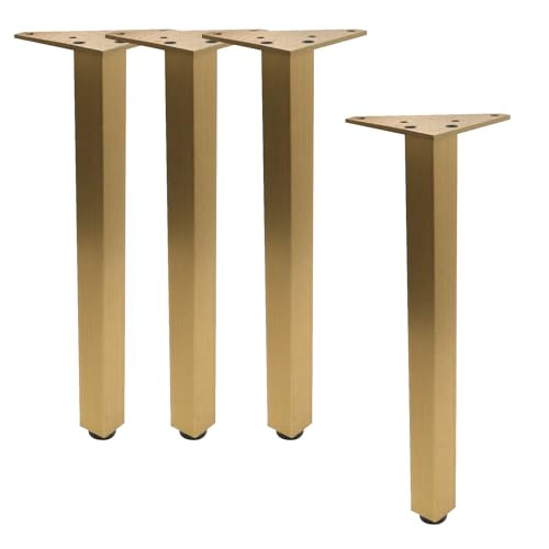 Geesatis 12" Adjustable Table Legs,4Pcs Aluminum Alloy Furniture Legs - color: Brushed Antique Gold, size: 12 In