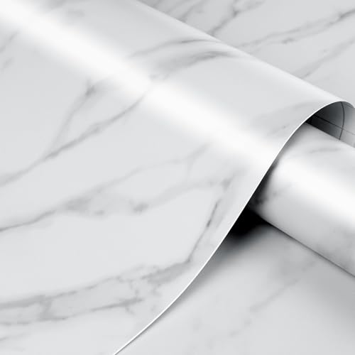ICOOP White Grey Countertop Contact Paper Marble Contact Paper 15.8"×120" - color: White and Grey, size: 15.8" x 120"