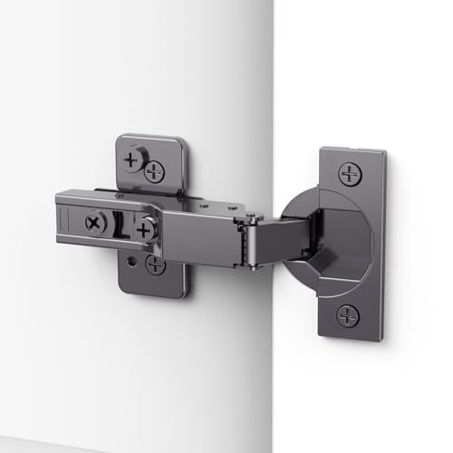 Chibery 50 Pack Frameless Half Overlay Soft Close Concealed Hinges, Black Titanium Plated, Self Closing, 105° Open Angle 3D Adjustment, Stop 85 ＆ 105 Degrees, Clip On, Stainless Steel for Cabinet Door - size: Half Overlay
