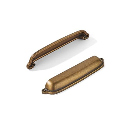 khtumeware 10 Pack Antique Brass Cup Pulls 3-3/4 Inch Center to Center - Cabinet & Drawer Handles for Kitchen Hardware - color: Antique Brass, size: 3-3/4"(96mm) Hole Center
