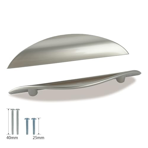 Primst 4 Pack Brushed Nickel Cabinet Pulls, Half moon Drawer Handles Silver Cabinet Handles, Drawer Pulls, Kitchen Cupboard Handle, Cabinet Hardware 3-3/4in Hole Center - color: Silver, size: L-4PCS