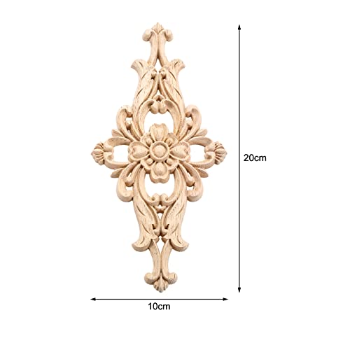 2Pcs Wood Carved Appliques Furniture Decorative Onlays Wooden Carving Decals - size: 2-Pack, 8 x 4 inches