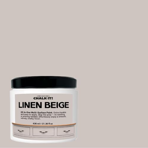 CHALK IT! All-in-One Multi-Surface Chalk Paint for Furniture & Cabinets - No Sanding, No Primer, Built-In Top Coat Water-Based, Low-Odor, Fast-Drying, Matte Finish (Linen Beige) - color: Linen Beige