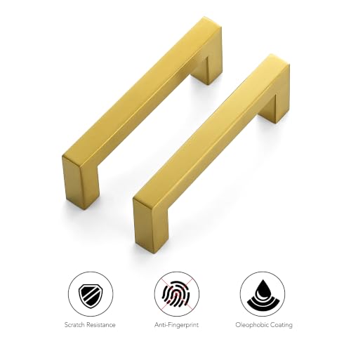 Ravinte Gold Square Pulls Cabinet Handles,3-3/4 Inch,30 Pack - color: Brushed Brass, size: 3-3/4 Inch Hole Center