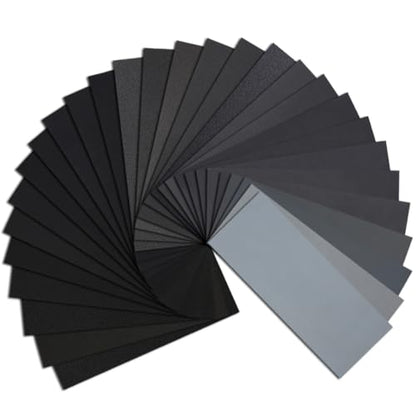 45PCS Sandpaper,Atosun Premium Wet Dry Waterproof Sand Paper, 120 to 5000 Assorted Grit Sanding Paper for Wood Furniture Finishing, Metal Sanding and Automotive Polishing, 9 x 3.6 Inches.(Atosun) - size: 45PCS