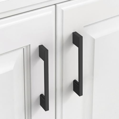 9BUILD 10 Pack Matte Black Cabinet Pulls 3.75 Inch Black Kitchen Cabinet Handles, Cabinet Hardware for Cupboard Drawer Pulls - color: Matte Black, size: 3.75"/96MM Hole Center, style: 10 Pack